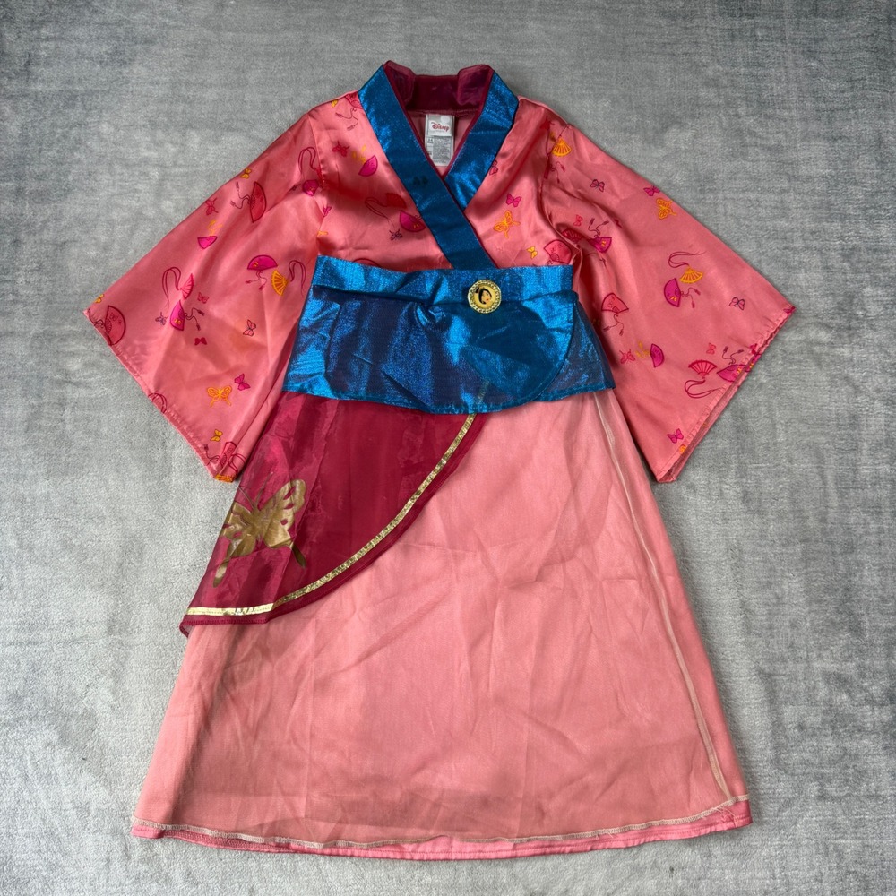 Disney Mulan Dress Kids Size 4/5 Pink Costume Metallic Satin Dress Up Halloween